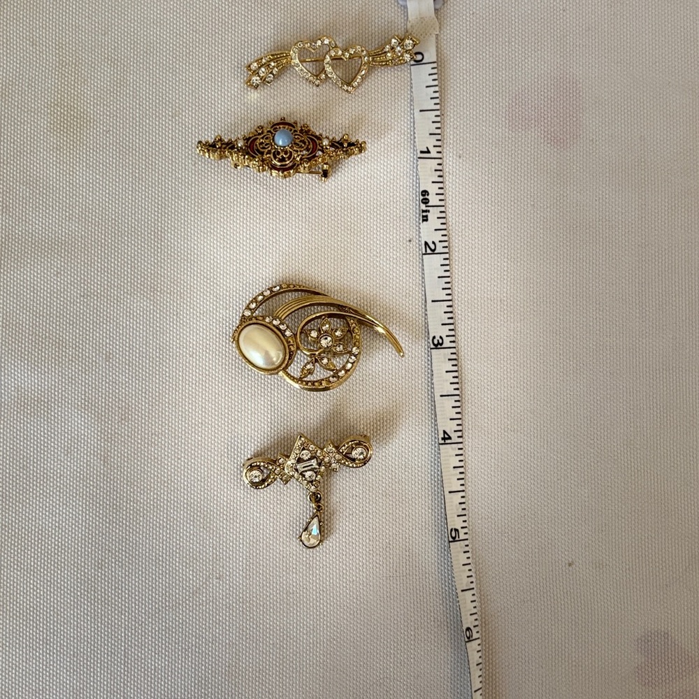 1928 Set of Four Brooches/Pins Vintage, Romantic, Antique Design Edwardian Style - Picture 10 of 10